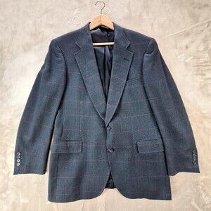 Racquet Club Sport Coat Mens 42 Gray Wool Plaid Single Vent 2 Button Tweed